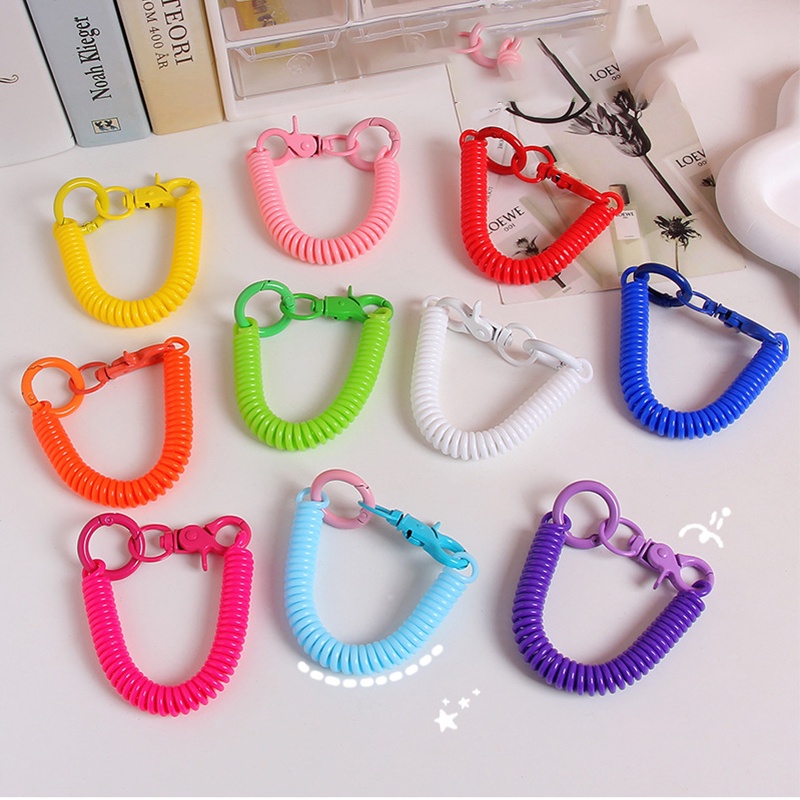 Móc Chìa Khóa Dây Lò Xo Xoắn Ốc Có Khóa Kim Loại Chống Thất Lạc Sáng Tạo