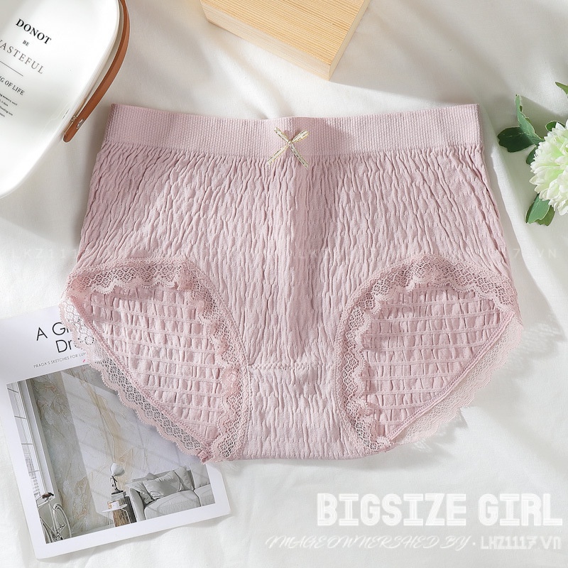 Quần lót nữ cotton vải mềm viền ren Bigsize quần chip nữ dễ thương  70kg 80kg 100kg thoáng khí Kháng Khuẩn hút mồ hôi co giãn 4 chiều cao cấp