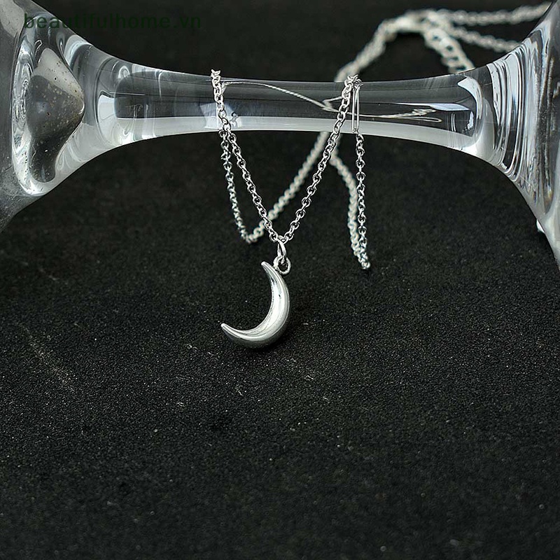 [beautifulhome] Vòng Cổ Choker Kim Loại Mặt Hình Mặt Trăng Đơn Giản Dễ Thương Màu Bạc Phong Cách Bohemia Dành Cho Nữ [beauty]