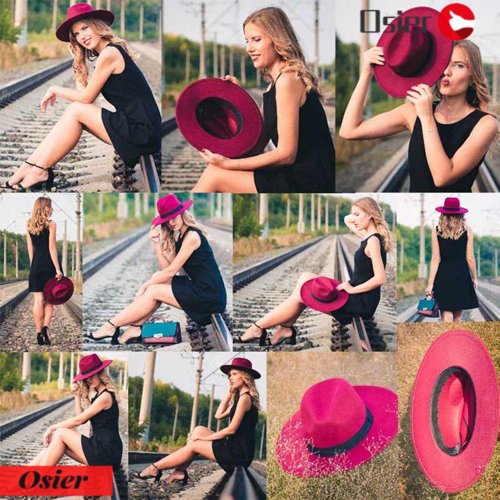 Mũ Cao Bồi Bằng Len Fedora Rộng Vành Thời Trang Thu Đông Hàng Mới 1