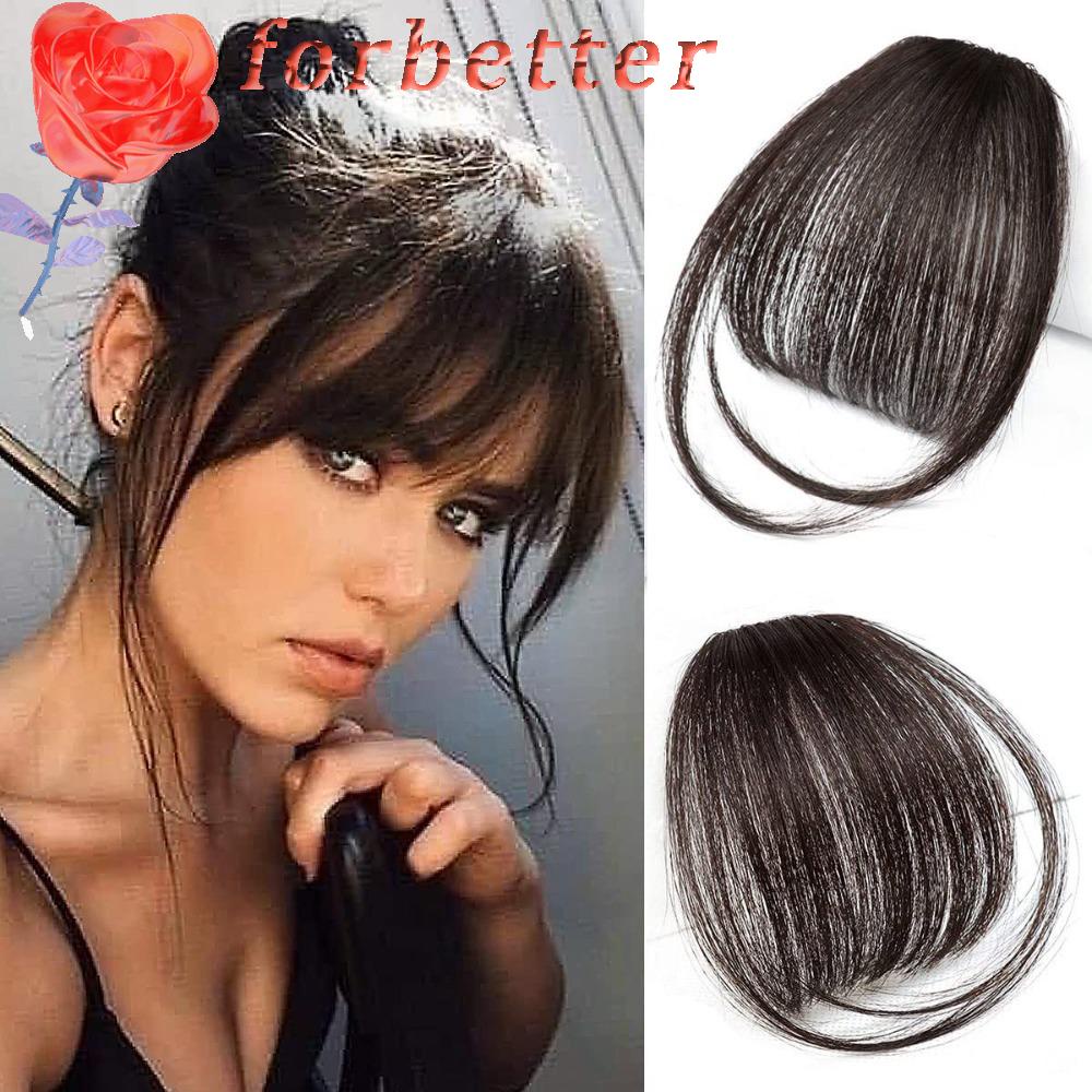 Forbetter Tóc Mái Giả Thẳng Bằng Sợi Tổng Hợp Màu Nâu Tự Nhiên Không Đường May Có Kẹp Chịu Nhiệt Dành Cho Bạn Gái