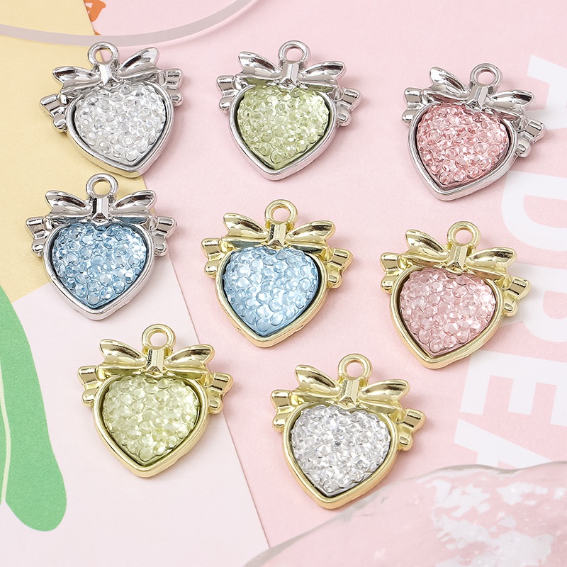 1 Mặt Vòng cổ Hình Nơ Trái Tim Bằng Hợp Kim DIY