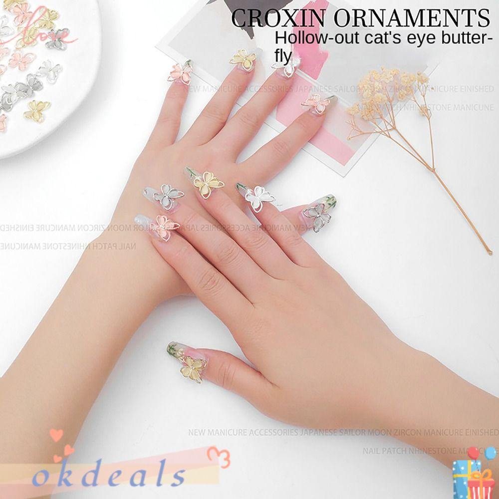 Phụ Kiện Trang Trí Móng Nghệ Thuật Hình Nơ 3D Bằng Hợp Kim Lấp Lánh