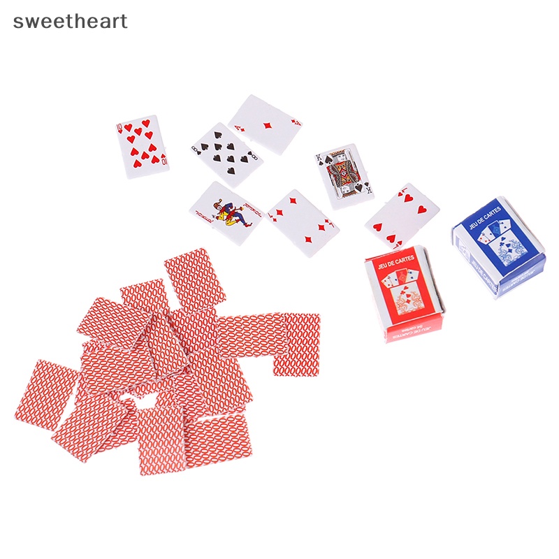Dễ thương 1:12 trò chơi thu nhỏ Poker Mini Dollhouse chơi bài trang trí nhà mới