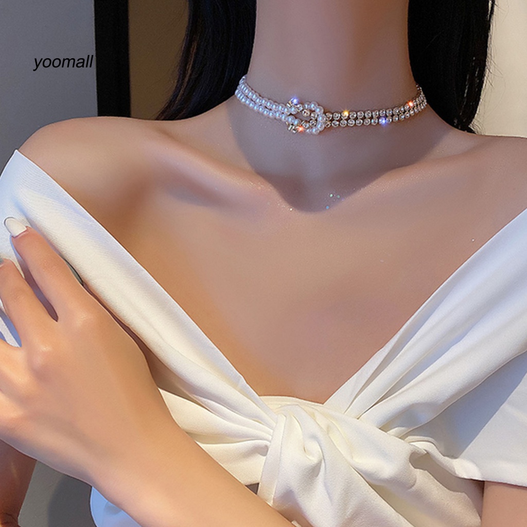 Dây Chuyền Hai Lớp Đính Ngọc Trai Nhân Tạo Thời Trang Dành Cho Nữ