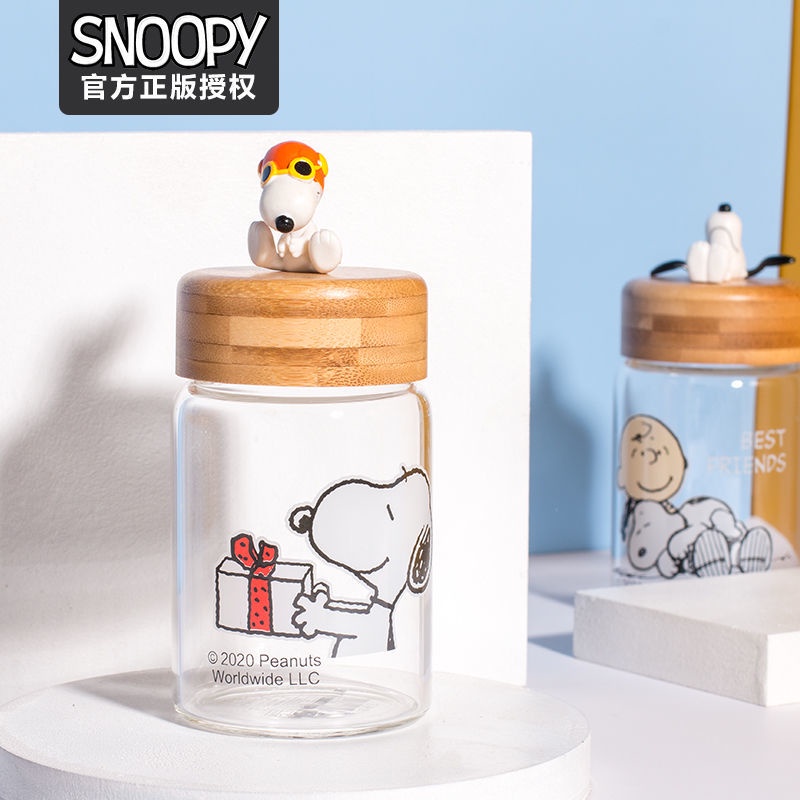 Cốc Thủy Tinh Chịu Nhiệt Hình Snoopy Dễ Thương