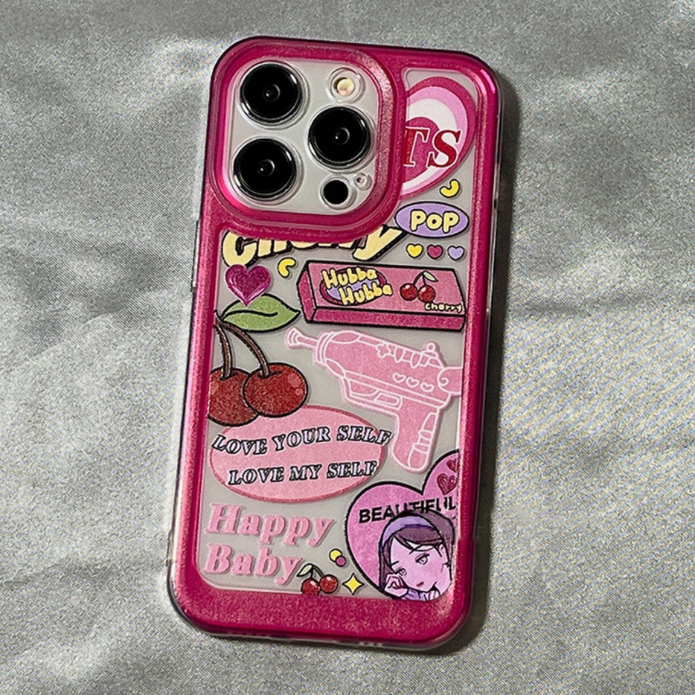 Ốp Điện Thoại TPU Mềm Chống Bụi Chống Rơi In Hình Cô Gái Màu Hồng Cho IPhone 14 13 12 11 Pro Max X XR 8 7 Plus
