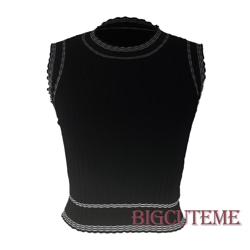 [] Áo Tank Top Không Tay Cổ Tròn Ôm Dáng Phong Cách Đường Phố Mùa Hè Cho Nữ