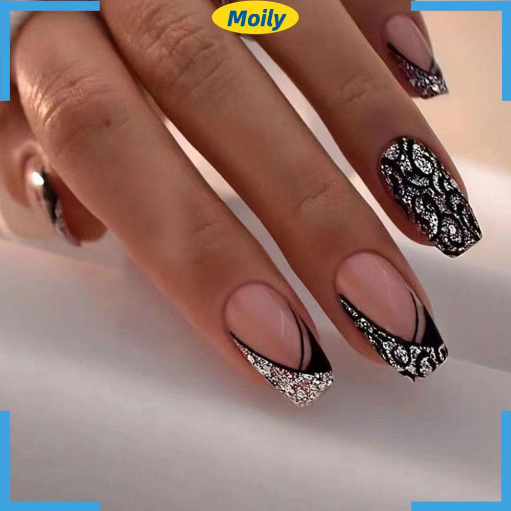 Bộ 24 Móng Tay Giả Che Phủ Toàn Diện Dùng Làm Múa Ba Lê DIY