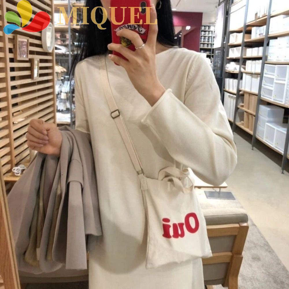 Túi Vải Canvas Mini In Họa Tiết Dễ Thương Phối Khóa Kéo Cho Nữ