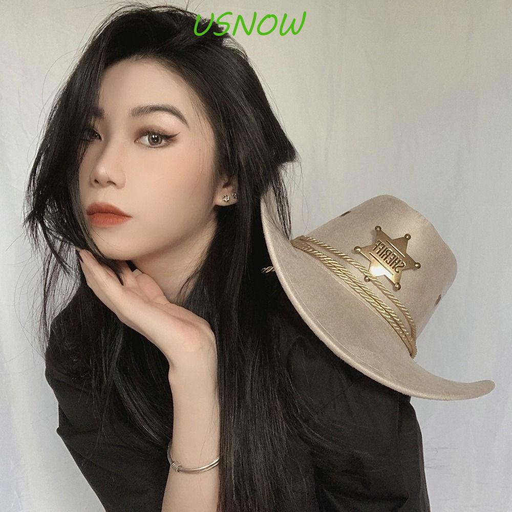 Mũ Cao Bồi Chống Nắng Bằng Len Phong Cách Punk Phương Tây Cho Nam