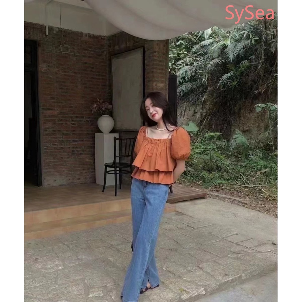 Áo Kiểu Tay Phồng Cổ Vuông Thời Trang Hè Trẻ Trung Cho Nữ