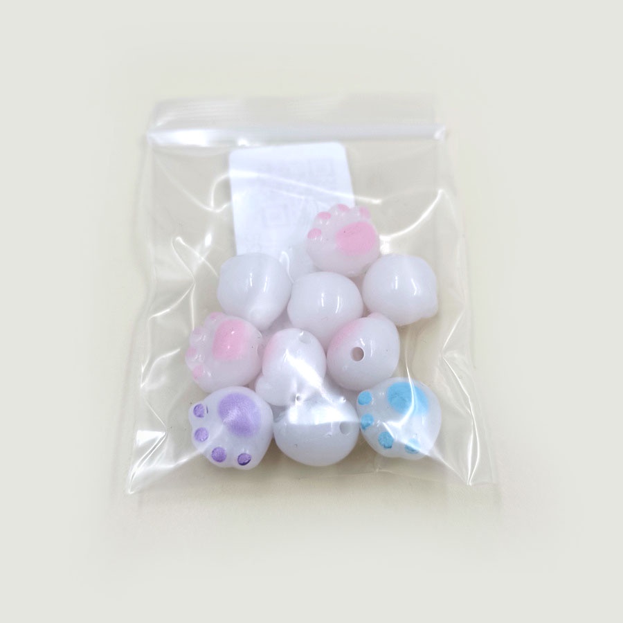 Set 10 Hạt Ngọc Bích Trắng Nhân Tạo Hình Dấu Chân Mèo Làm Trang Sức Thủ Công