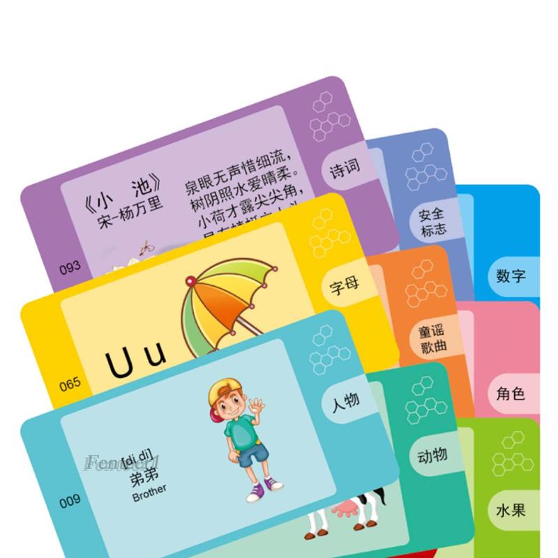 [Fenteer1] Thẻ Đọc Sách Có Đèn Flash Dành Cho Trẻ Mẫu Giáo 4-6 Tuổi