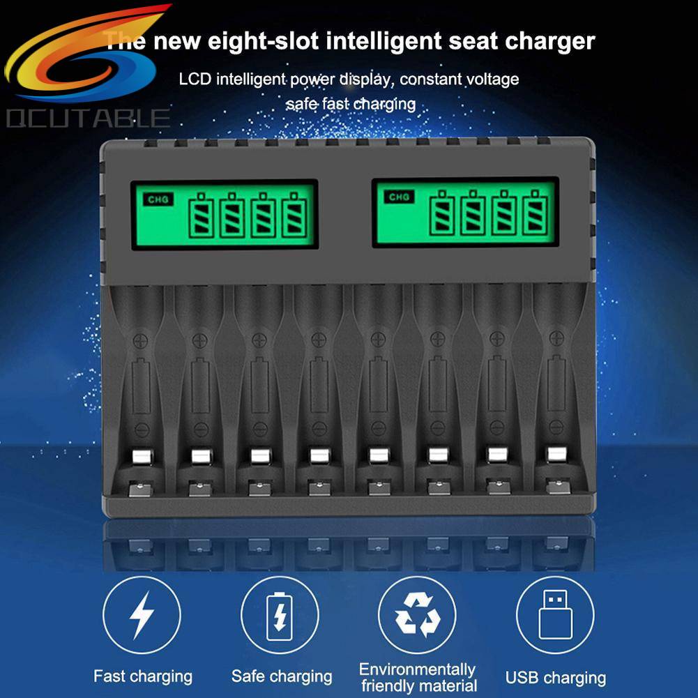 Bộ Sạc Pin Thông Minh 8 Ngăn DC 5V 2A Ni-MH / Ni-Cd AA AAA