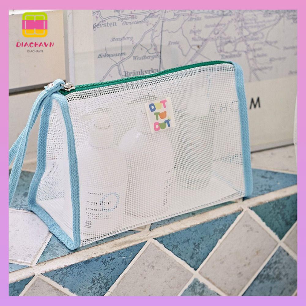 DIACHAVN Túi Lưới Đựng Mỹ Phẩm Bằng Nylon Thoáng Khí In Chữ Kích Thước Nhỏ Tiện Dụng Mang Theo Du Lịch