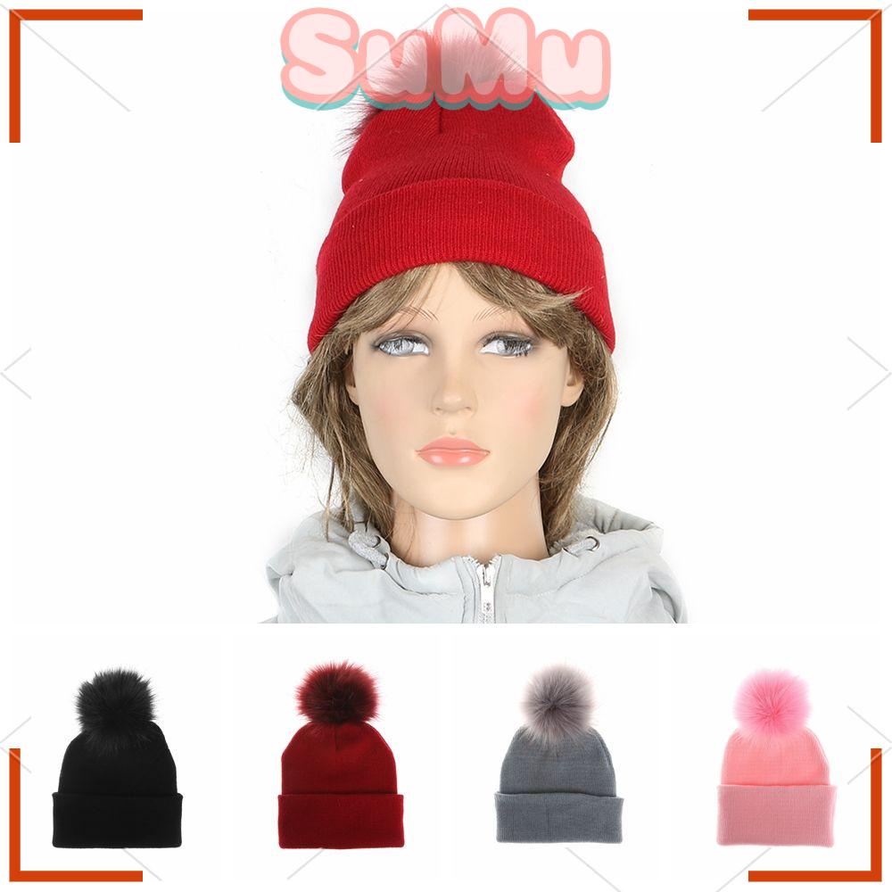 SUMU Mũ Dệt Kim Đính Quả Bông Dễ Thương Xinh Xắn Dành Cho Nữ