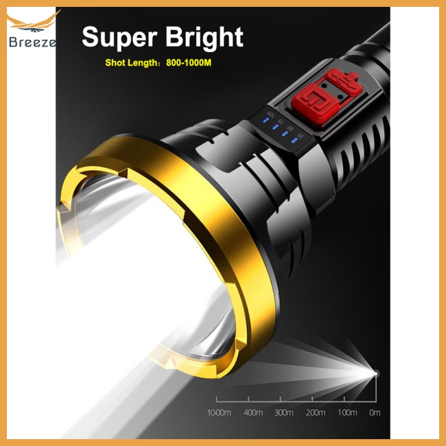 Đèn Pin Led Sử Dụng Ngoài Trời Tiện Lợi 100000Đèn Pin Cắm Trại Chống Thấm Nước Công Suất Cao 1000m