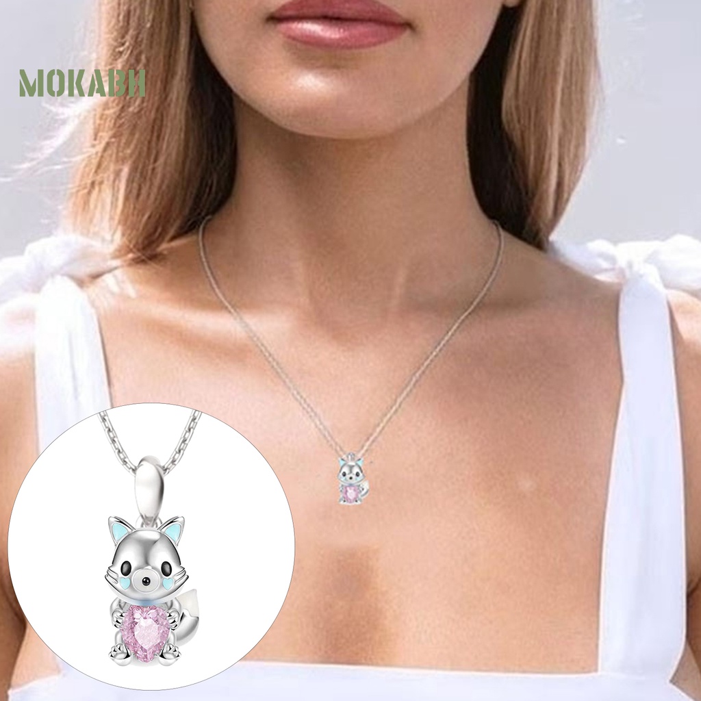 [Mok Abh] Vòng cổ Mặt Hình Trái Tim Đính Đá Lấp Lánh Có Thể Điều Chỉnh Trang Sức Thời Trang Cho Nữ