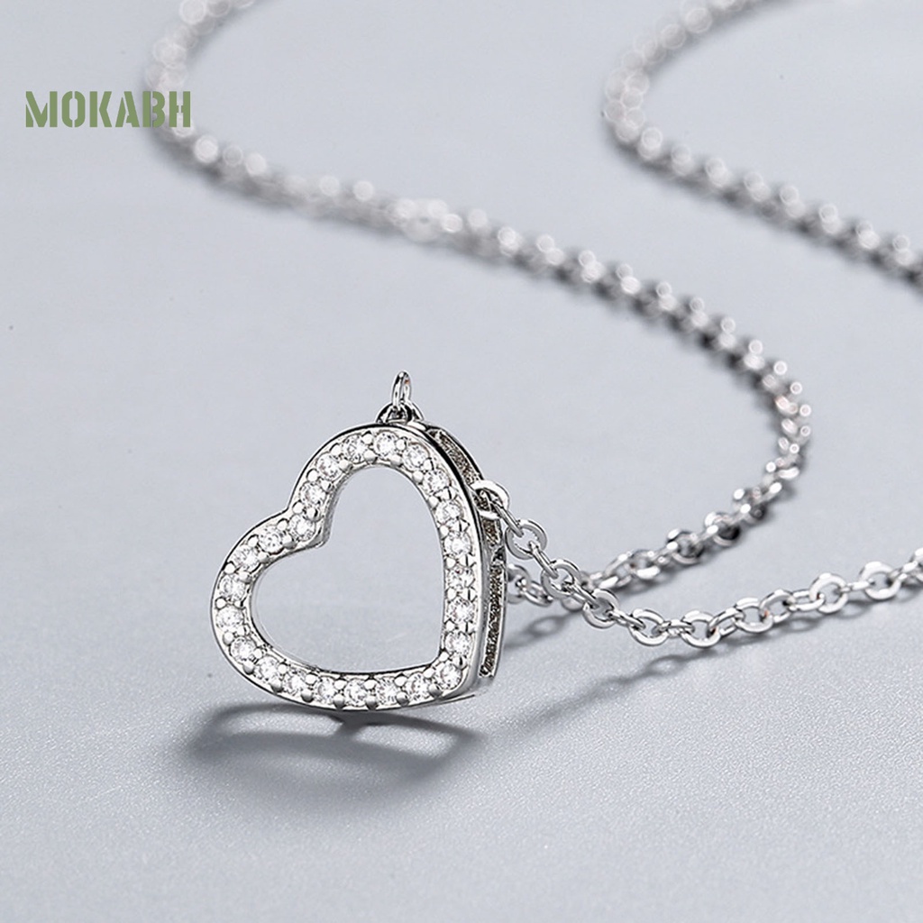 [Mok Abh] Vòng cổ Mặt Hình Trái Tim Và Thánh Giá Đính Kim Cương Giả Chống Rỉ