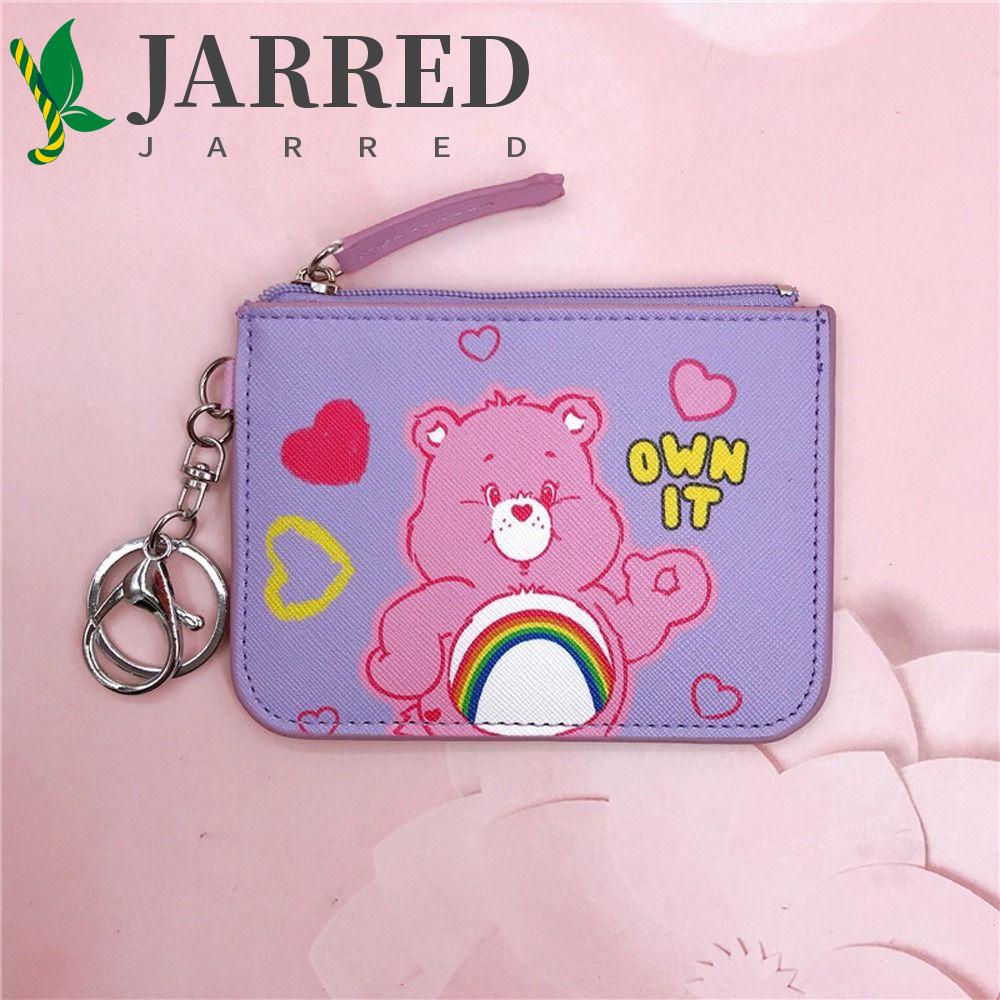 JARRED Ví Da PU Đựng Tiền Xu Màu Cầu Vồng Họa Tiết Hoạt Hình Dễ Thương Kèm Móc Khóa Tiện Dụng Cho Nữ