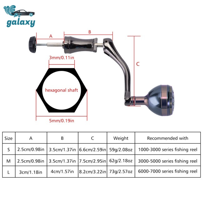 Galaxy Tay Quay Máy Câu Cá Thay Thế Bằng Kim Loại Chống Rỉ Nhiều Màu Sắc Cho 1000-7000
