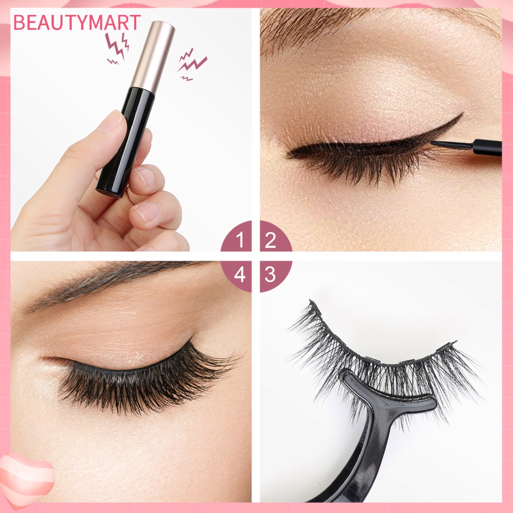 Bộ 3 / 5 Cặp Lông Mi Giả 3D Kèm Nhíp Và Bút Kẻ Mắt Dạng Lỏng