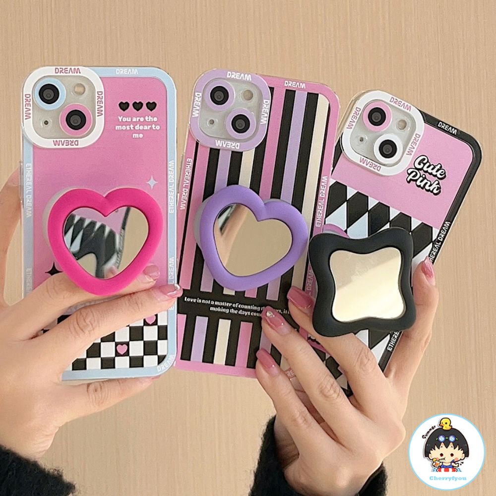 Ốp Điện Thoại TPU Mềm Chống Sốc Có Giá Đỡ Gương Cho IPhone 14 13 12 11 Pro Max X XR 8 7 Plus SE