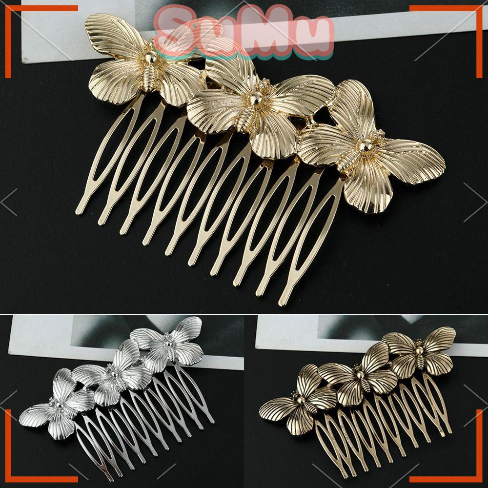 Bộ 2 Lược Cài Tóc Hình Bướm Bằng Hợp Kim Thời Trang Dành Cho Phù Dâu