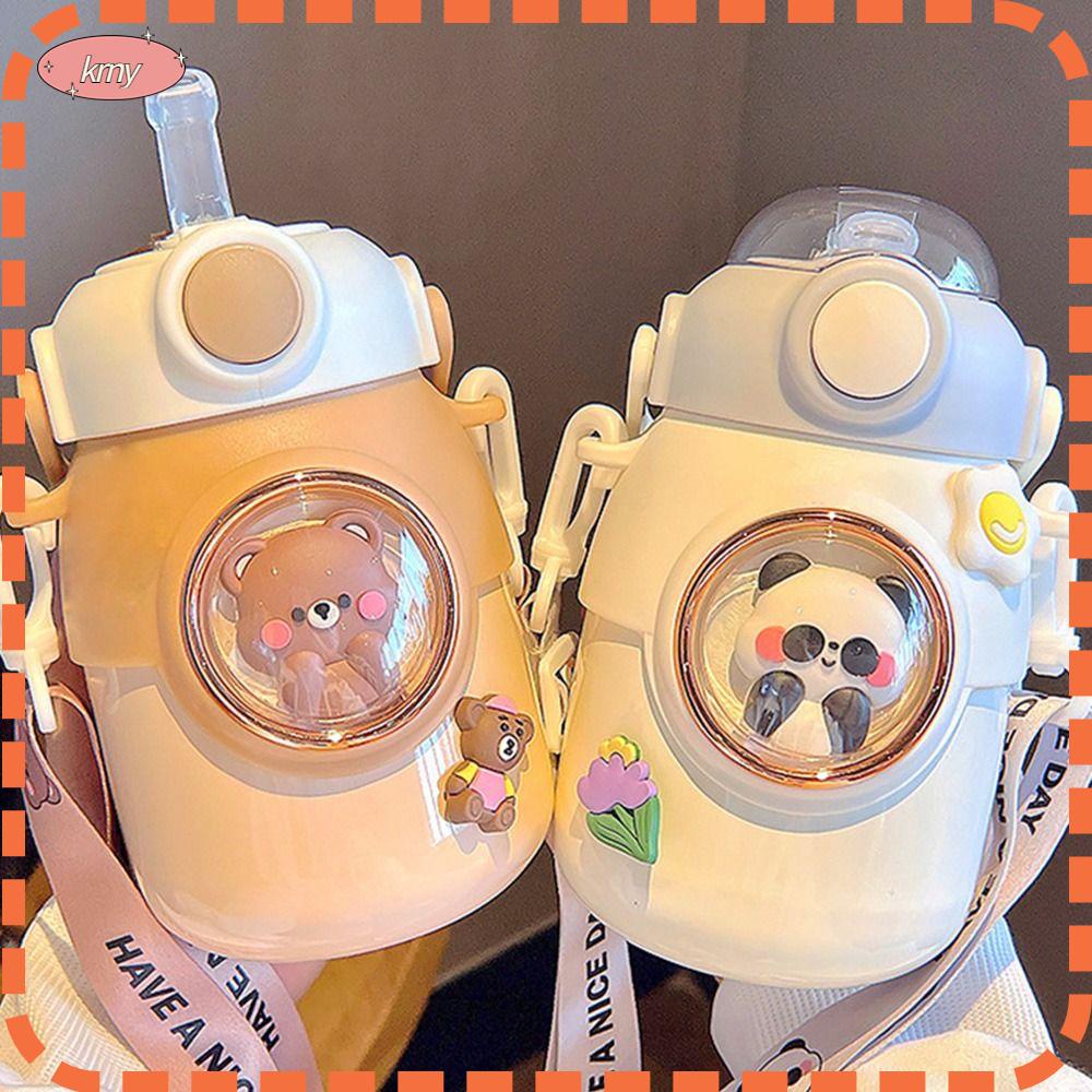 Bình Nước Có Ống Hút Chống Tràn Họa Tiết Hoạt Hình Cho Bé