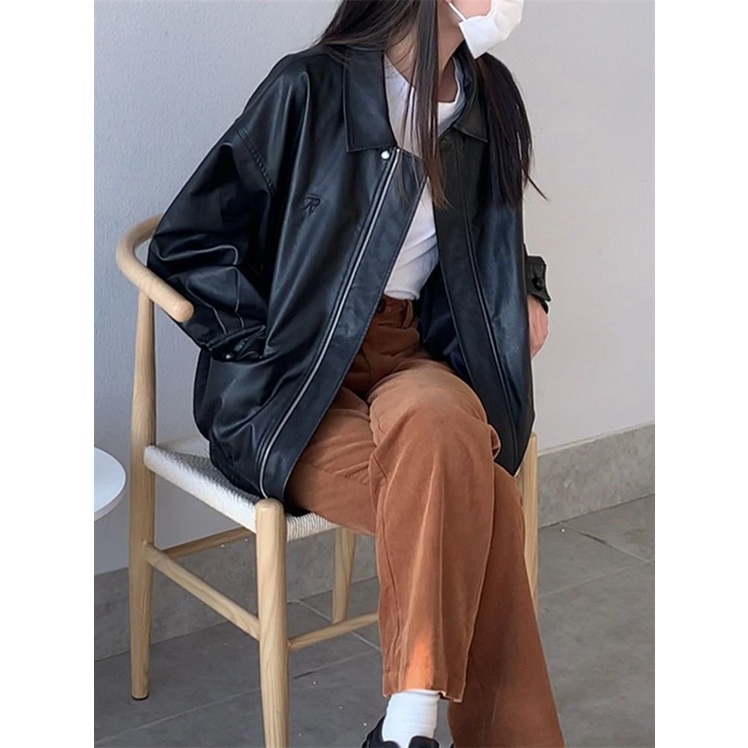 Áo Khoác Da Phong Cách Retro Mỹ Cá Tính Cho Nữ