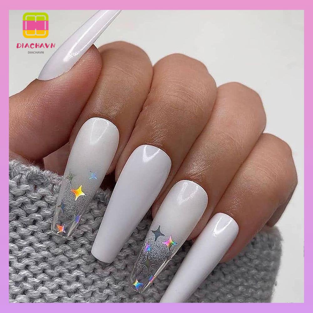 DIACHAVN Hộp 24 Móng Tay Giả Che Phủ Toàn Diện Họa Tiết Bướm