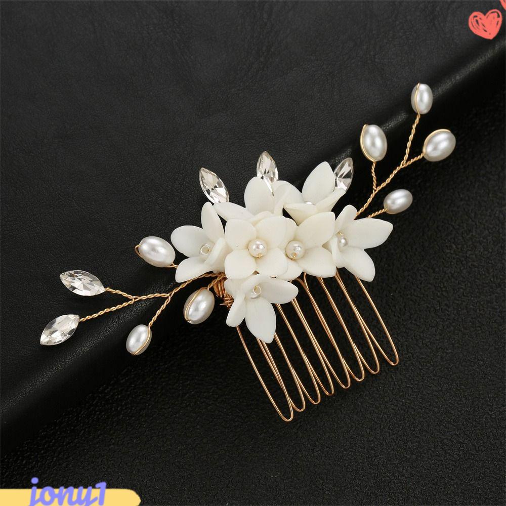 JONYE Lược Cài Tóc Hình Chiếc Lá Đính Hạt Lấp Lánh