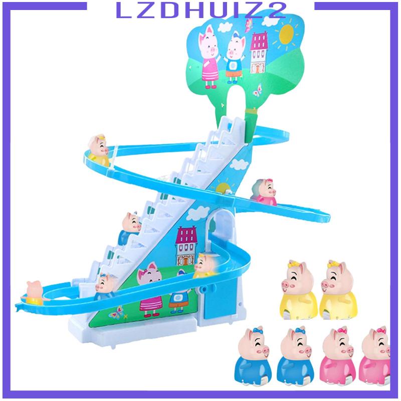 Bộ Đồ Chơi Đường Ray Trượt Cầu Thang Chim Cánh Cụt Có Nhạc Vui Nhộn