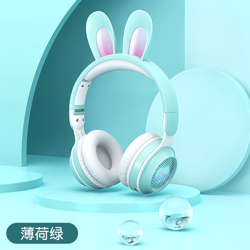 Tai Nghe Bluetooth Ke01 Không Dây Hình Tai Thỏ Đáng Yêu Có Thể Gấp Gọn Jack 3.5mm
