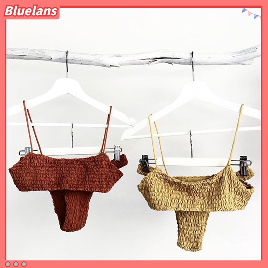 [BLS] Bộ Đồ Bơi Bikini Hai Mảnh Lưng Thấp Màu Trơn Gợi Cảm Mùa Hè Cho Nữ