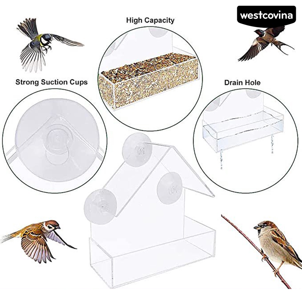 [COD]♞Khay Đựng Thức Ăn Dung Tích Lớn Thiết Kế Cốc Hút Chống Mài Mòn Tiện Dụng Cho Chim Cảnh