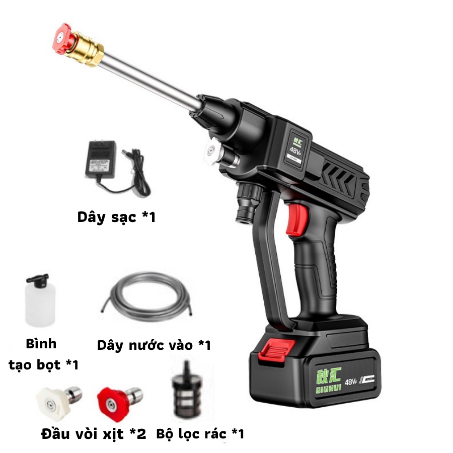 Máy rửa xe cao áp 96VF, máy rửa xe mini cầm tay tạo bọt phun sương