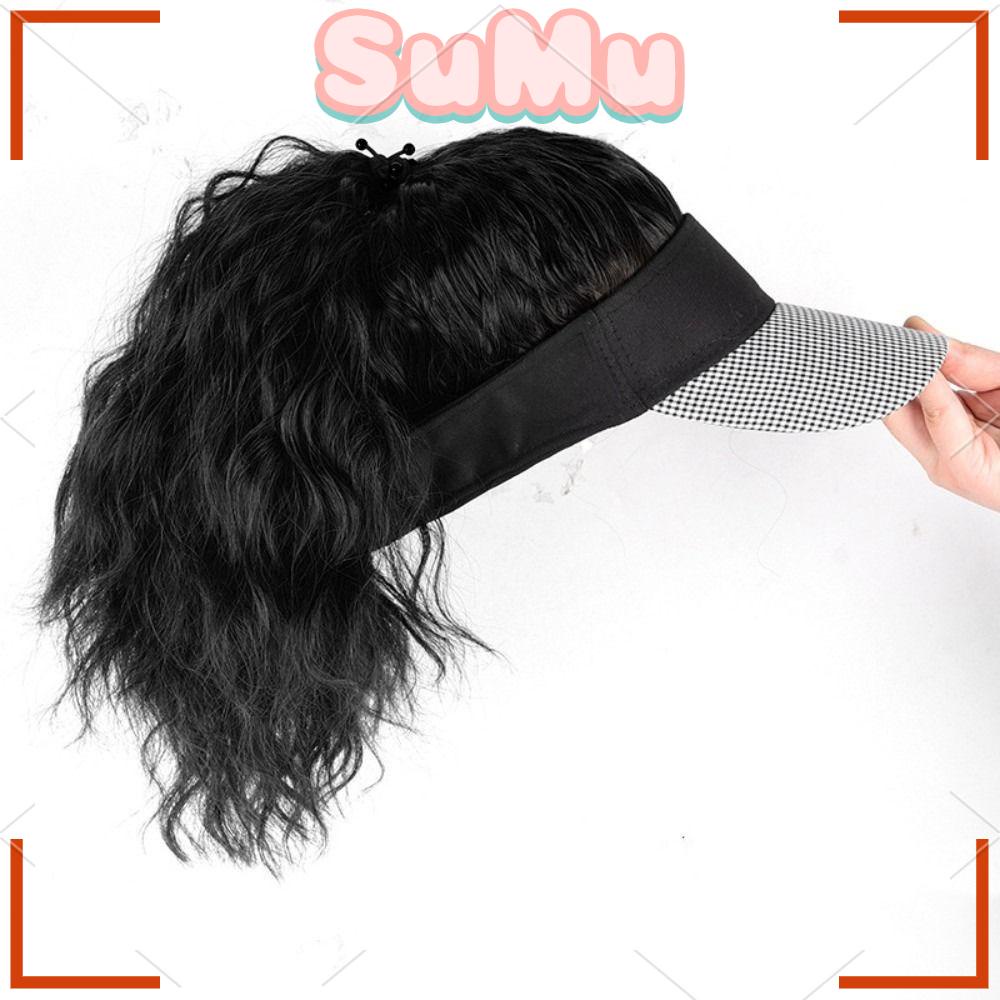 SUMU Bộ Tóc Giả Tự Nhiên Chịu Nhiệt Tốt Kèm Mũ Xinh Xắn