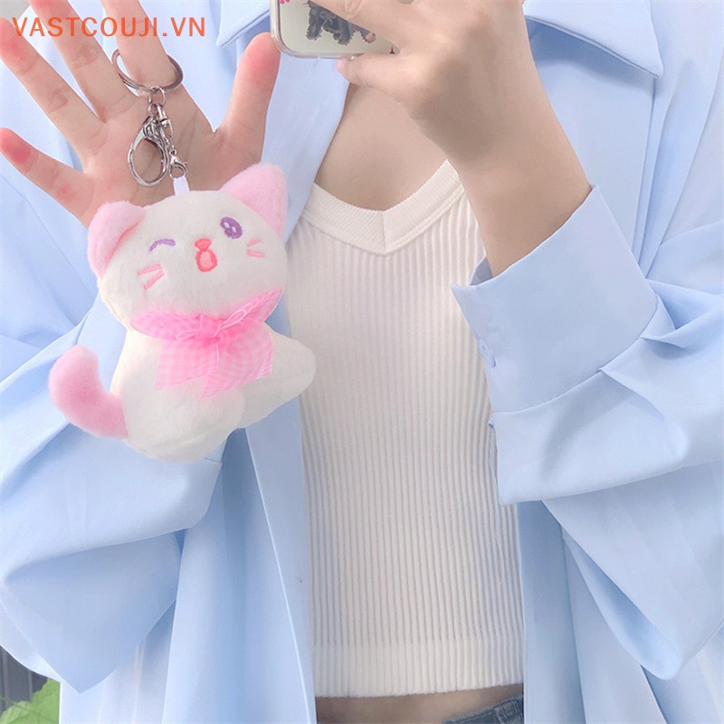 Móc Khóa Hình Mèo Nhồi Bông 12CM Dễ Thương