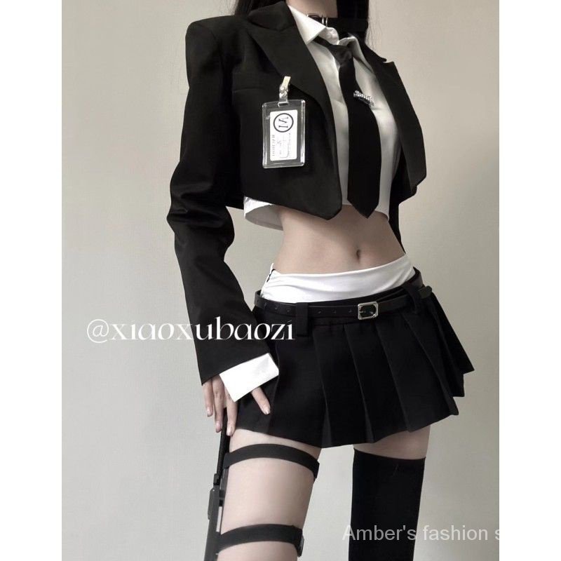 Bộ Áo Sơ Mi + Chân Váy Ngắn Phong Cách Desire Dễ Thương Thời Trang Xuân Hè Cho Bé Gái