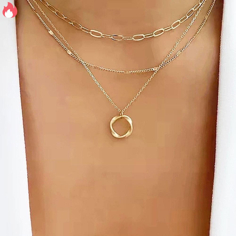 Vòng Cổ Choker Nhiều Lớp Bằng Kim Loại Màu Sắc Thời Trang Cho Nữ