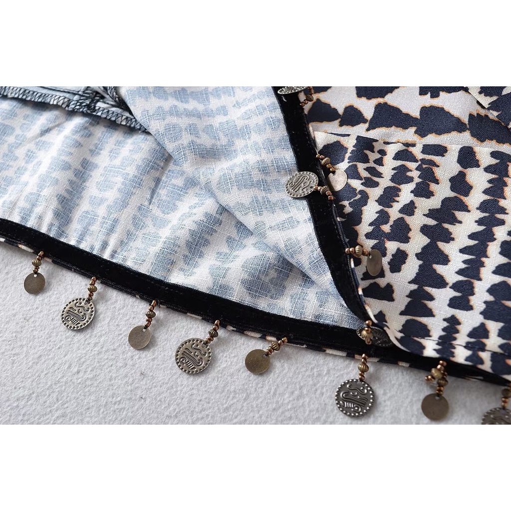 Uibey Chân Váy Dài Lưng Cao In Họa Tiết Đính Hạt Xinh Xắn 3063