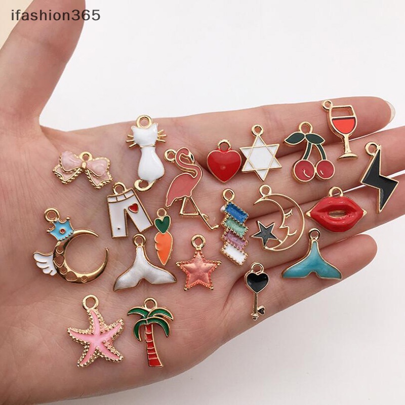 Mặt Dây Chuyền Tráng Men Hình Chữ Ch / Bông Hoa / Động Vật DIY Làm Trang Sức Thủ Công Thời Trang ifashion365