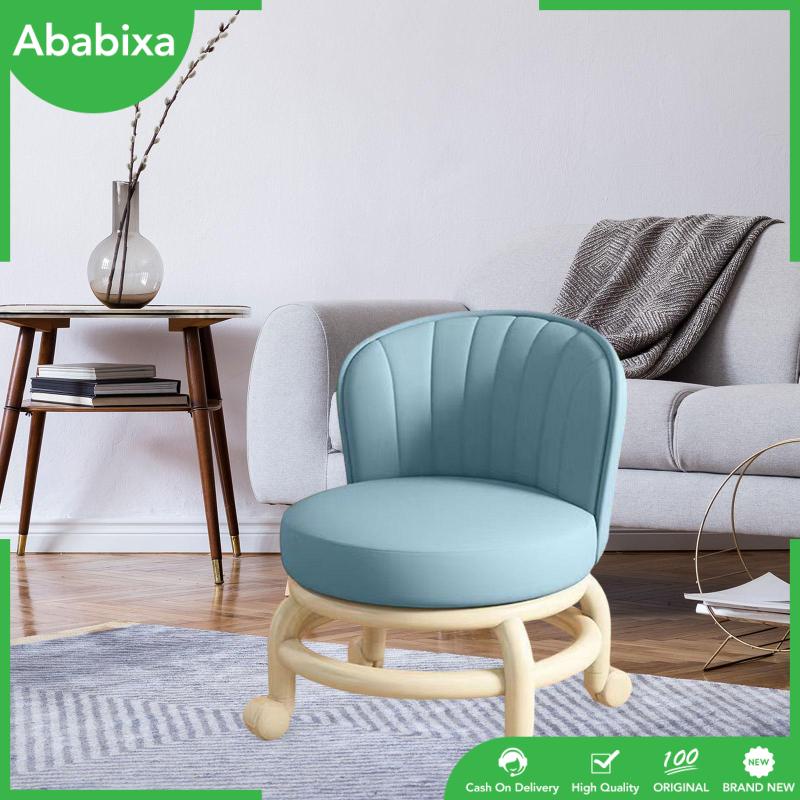 [Ababixa] Ghế Tựa Lưng Thấp Có Đệm Ngồi Lăn Cao Thấp Xoay 360 Độ Có Thể Di Chuyển Mini Cho Gara Tiệm Cắt Tóc