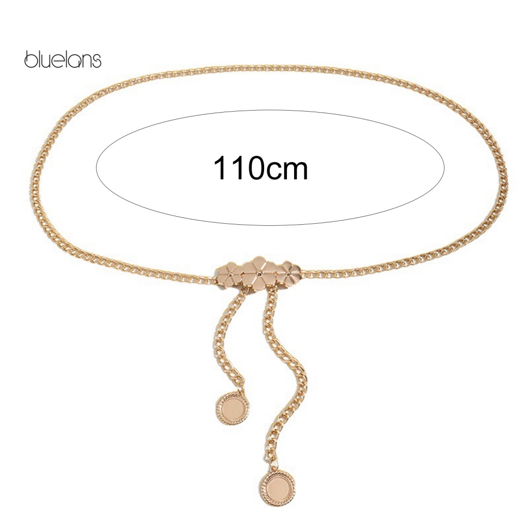 Thắt Lưng Dây Xích Mặt Tròn In Hoa Dễ Phối Đồ Thời Trang Cho Nữ