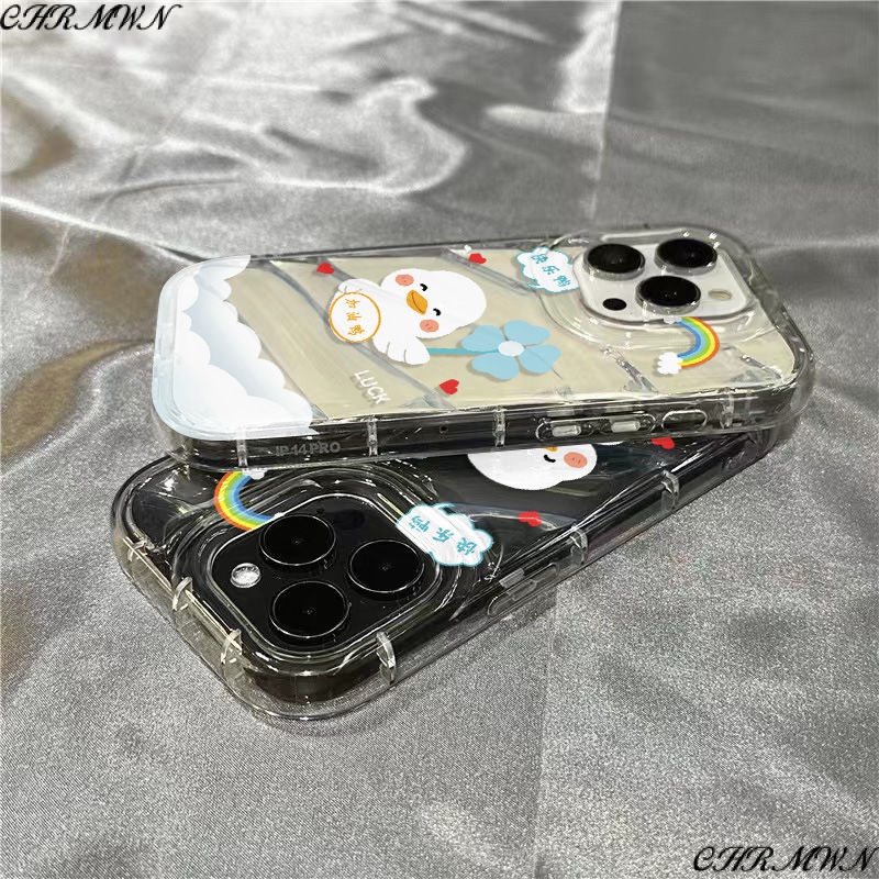 Ốp Điện Thoại Mềm Trong Suốt Họa Tiết Vịt Trắng Dễ Thương Cho Iphone 14Promax 1312 / 11 7 / 8plus xr / sins RSVR