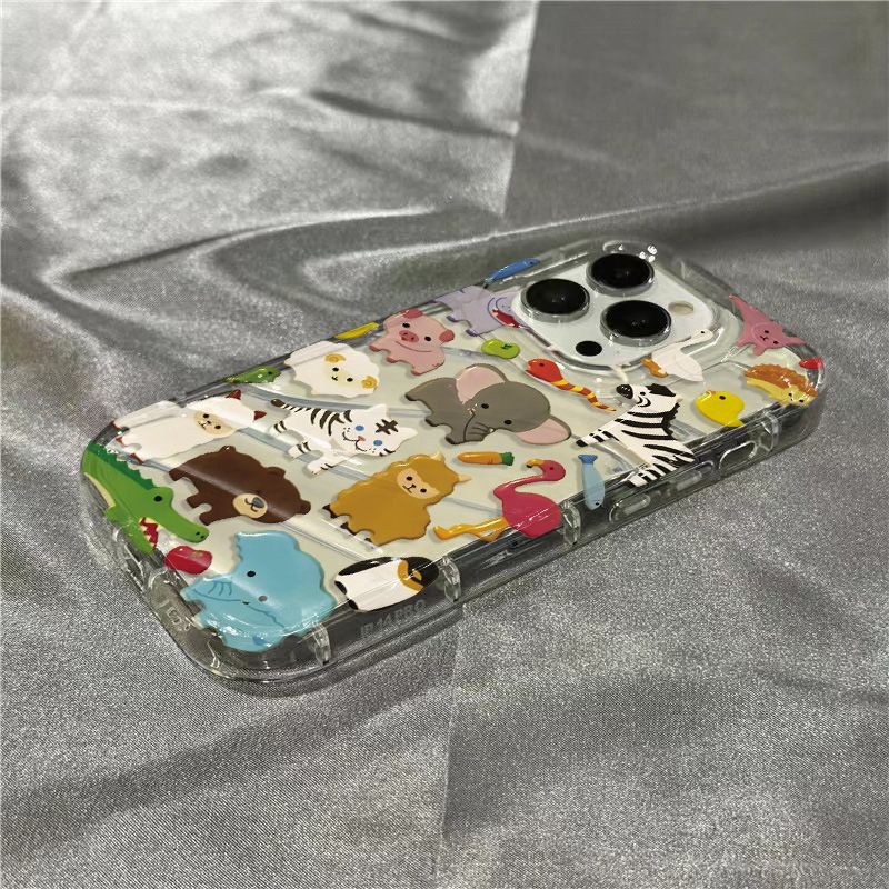 Ốp Điện Thoại Mềm Trong Suốt Hình Gia Đình Động Vật Dễ Thương Cho iPhone14promax 1312 / 11 7 / 8plus xr / sins KZMT