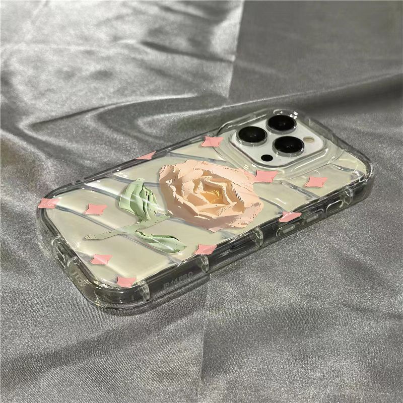 Ốp Điện Thoại Mềm Trong Suốt In Hình Hoa Hồng Dễ Thương Cho Iphone 7plus8sins 1312 11 Xr 14Promax JMSF