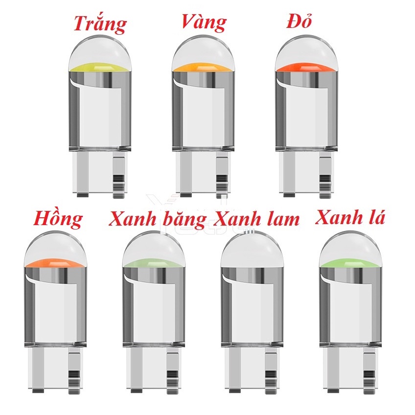 1 Bóng đèn 12V Led T10 COB W5W trong suốt, thay thế Đèn xinnhan, Demi Xe máy Ô tô
